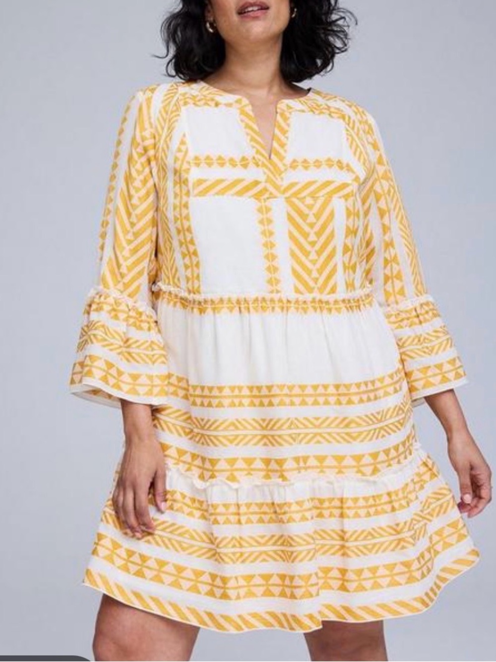 torrid Yellow and White Geo Print Mini Dress